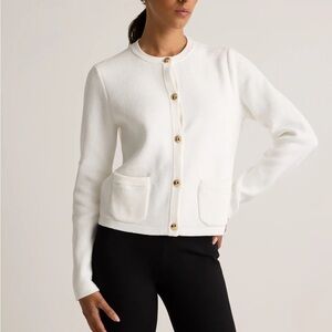 Quince 100% Organic Cotton Sweater Jacket Ivory